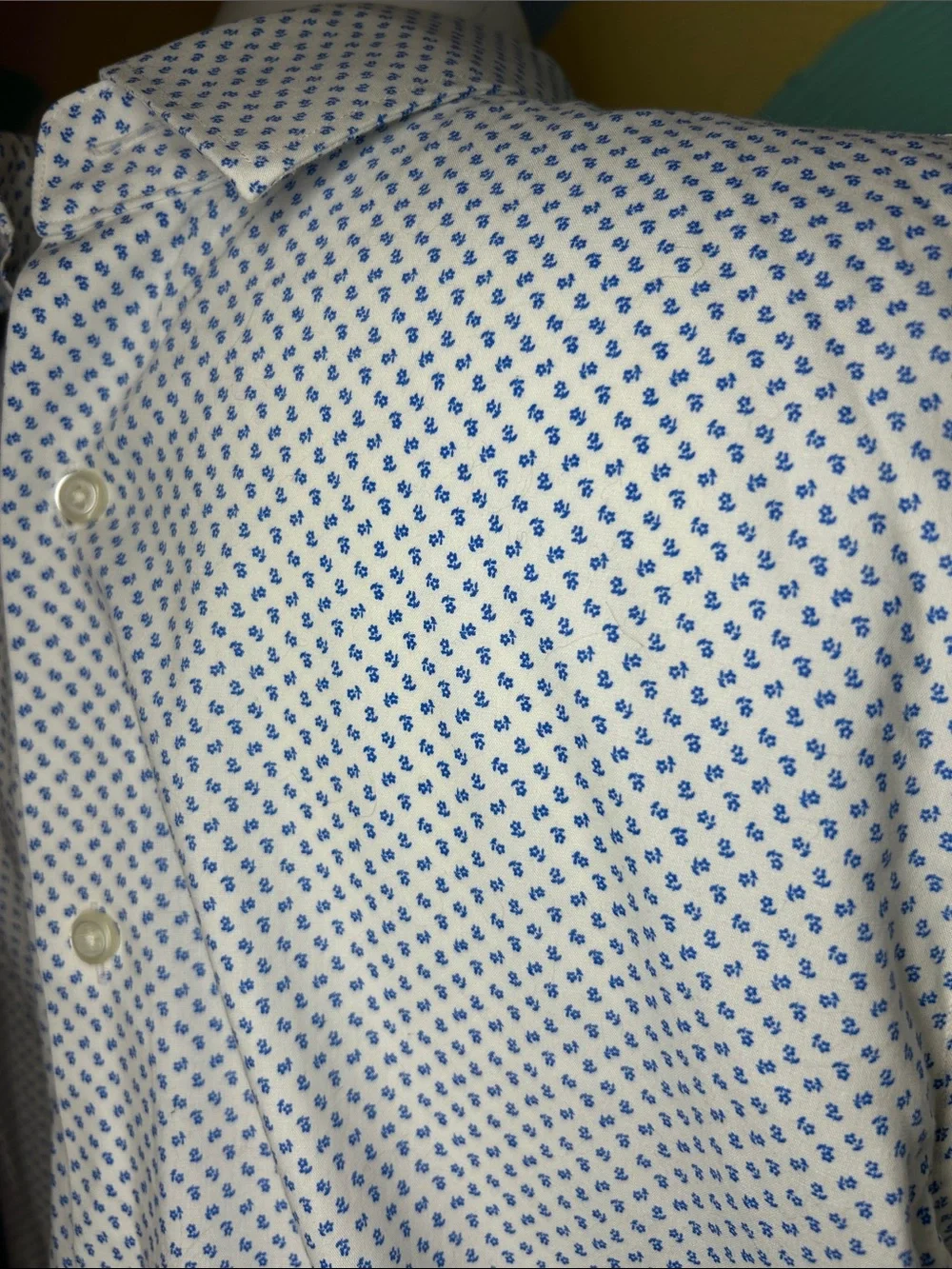Banana Republic Men's White Micro-Print Button-Down Shirt sz M 100%